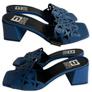 Emanuel Castro Italian Leather Woven Slide Low Heel Sandals